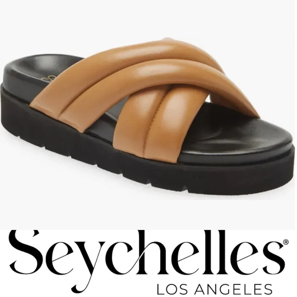 NEW Seychelles Driving Force Platform Sandal in Tan Leather 6